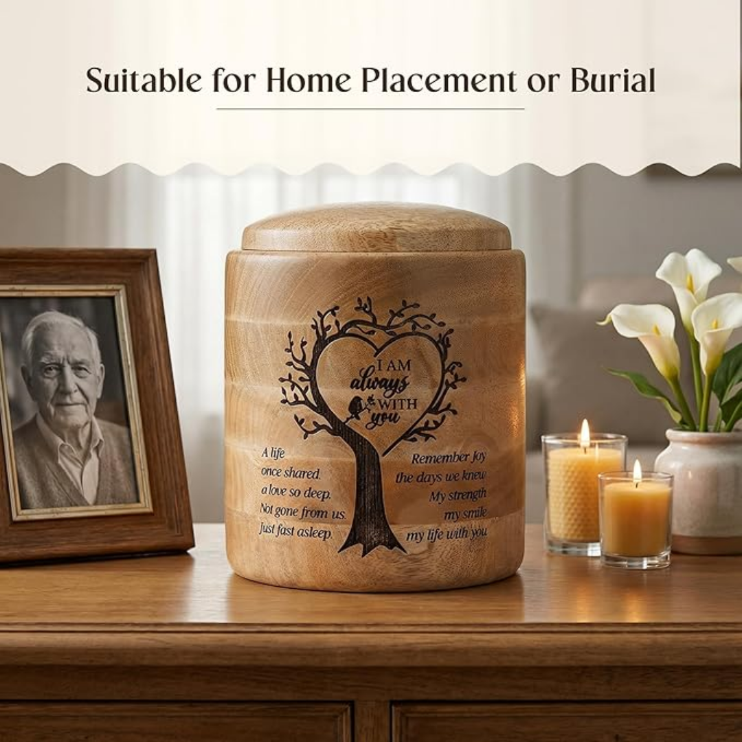 Large Wooden Cremation Urn for Human Ashes