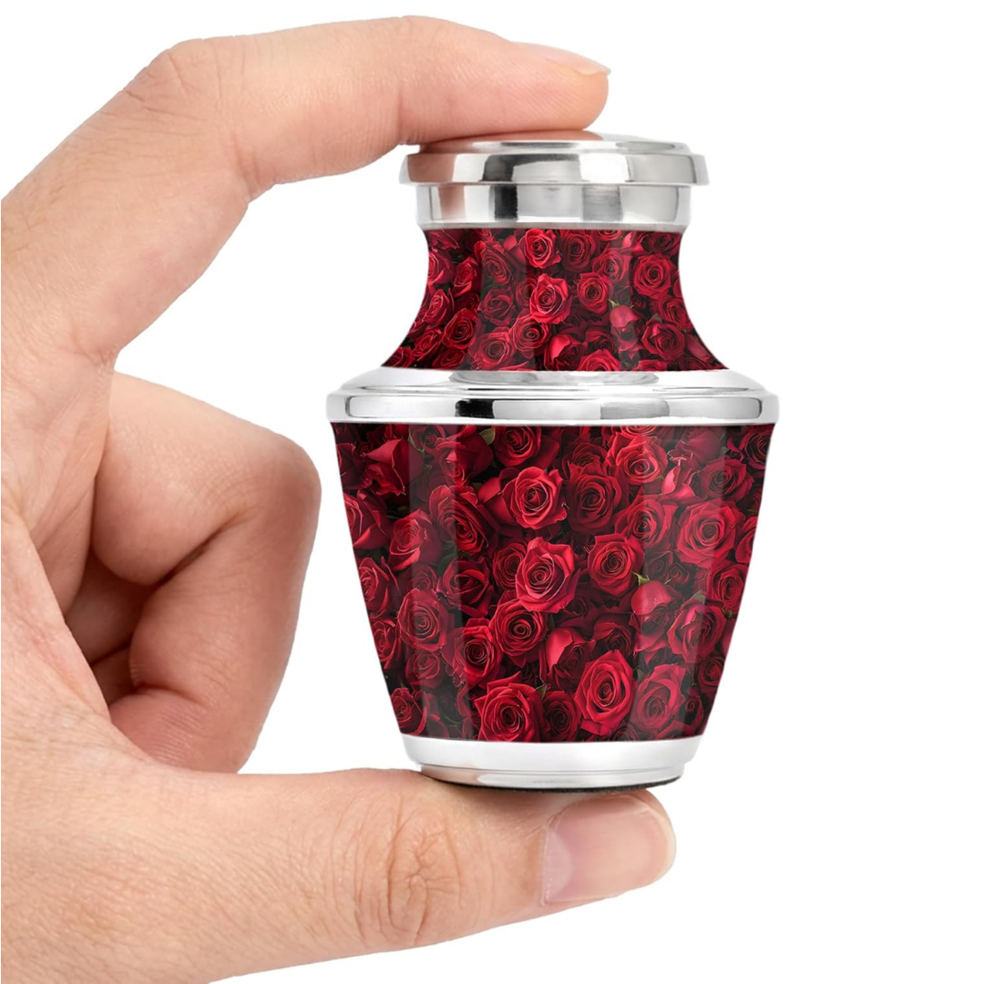 Red Rose Keepsake Cremation Urn for Human Ashes
