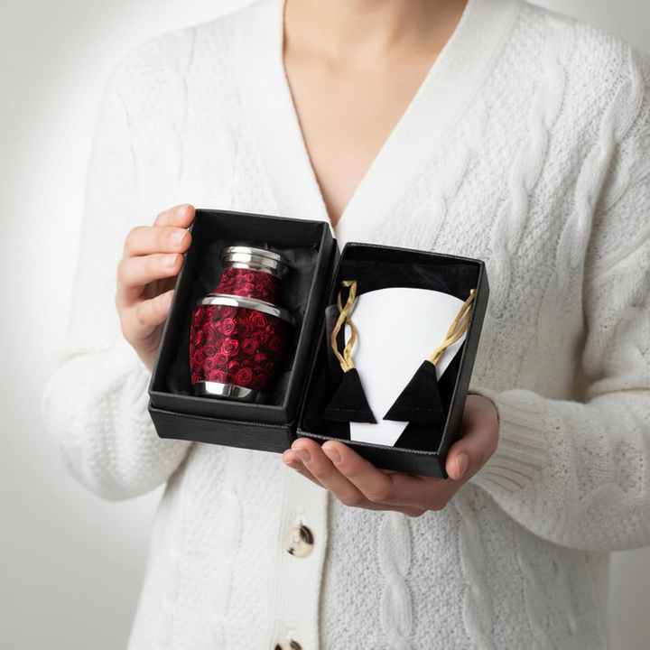 Red Rose Keepsake Cremation Urn for Human Ashes