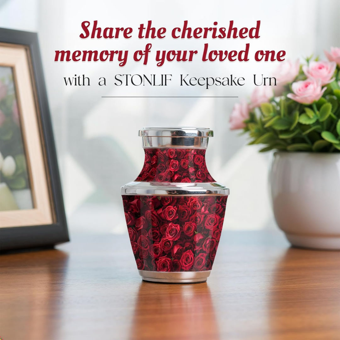 Red Rose Keepsake Cremation Urn for Human Ashes