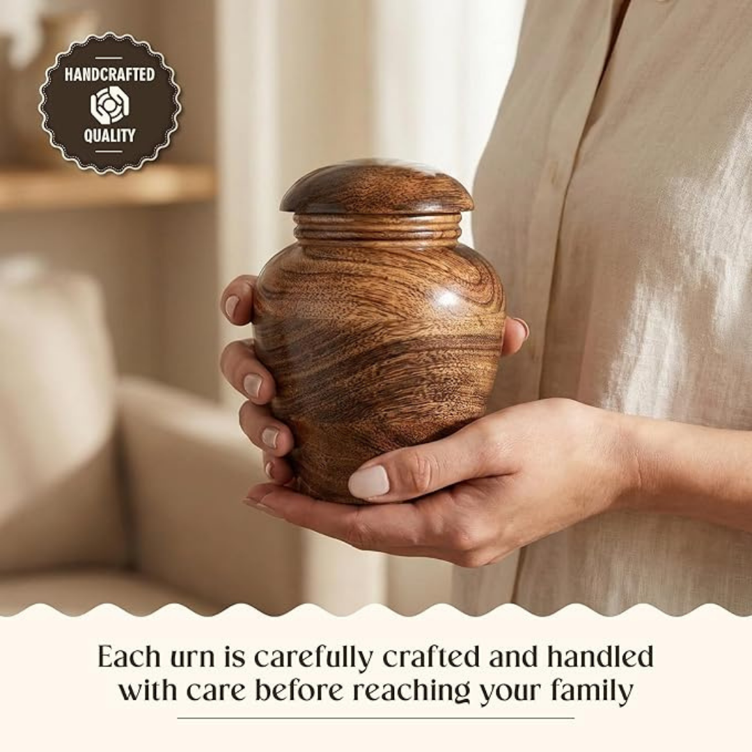 Small Wooden Cremation Urn for Human Ashes