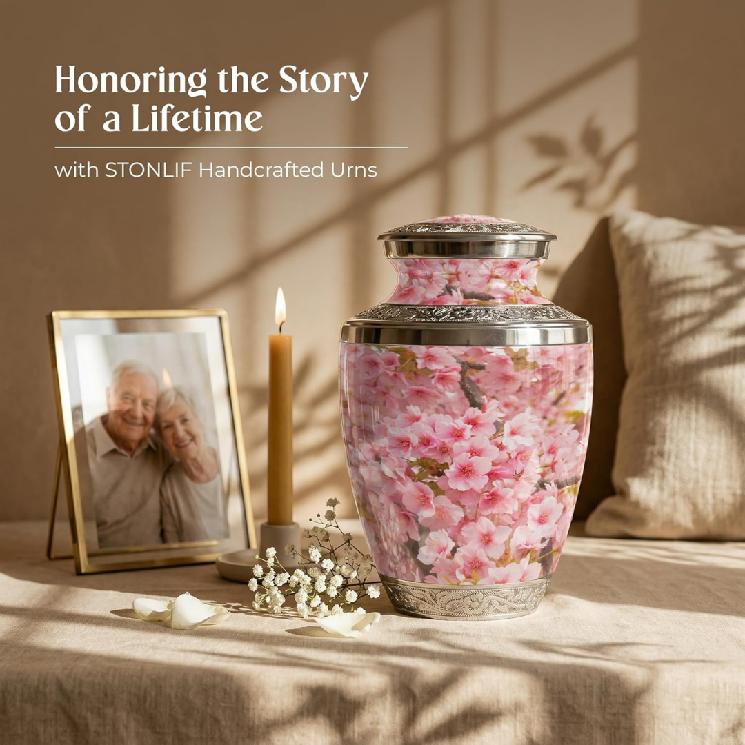 Large Cherry Blossom Cremation Urn for Human Ashes Adult