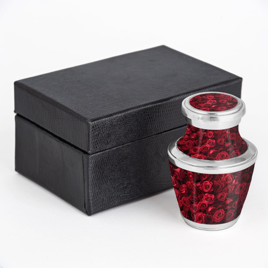 Red Rose Keepsake Cremation Urn for Human Ashes