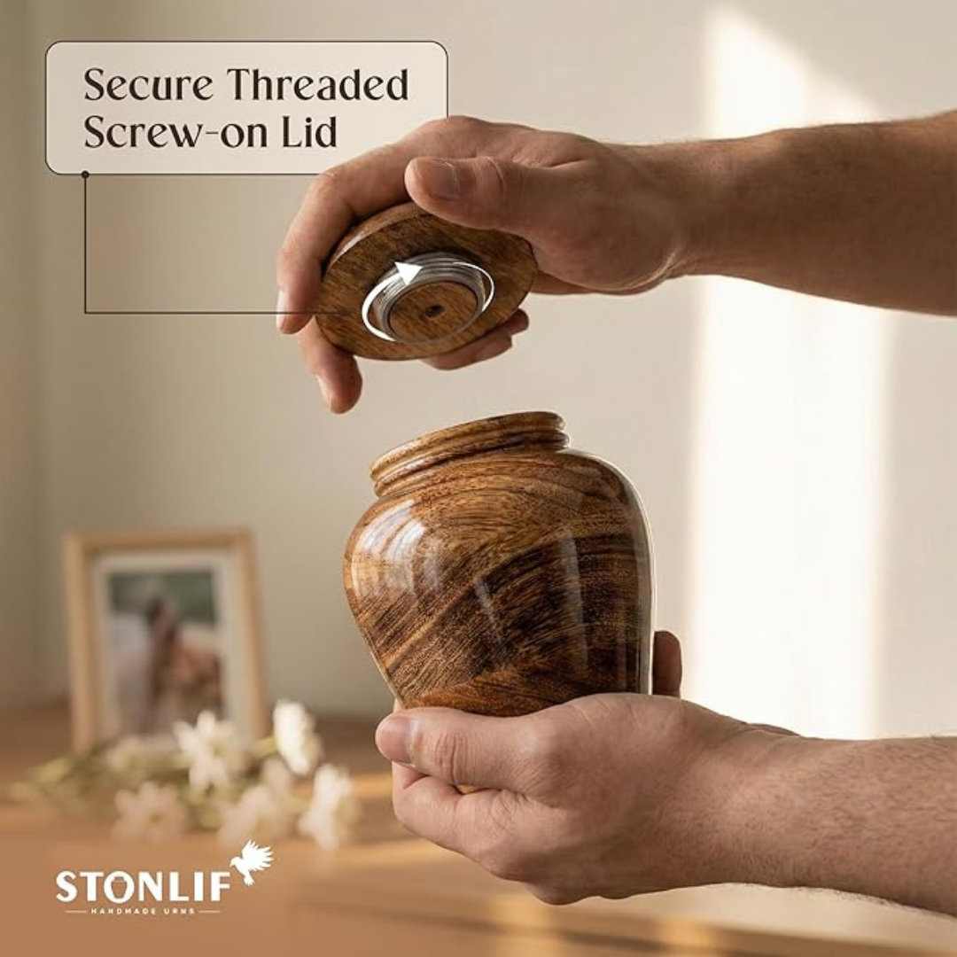 Small Wooden Cremation Urn for Human Ashes