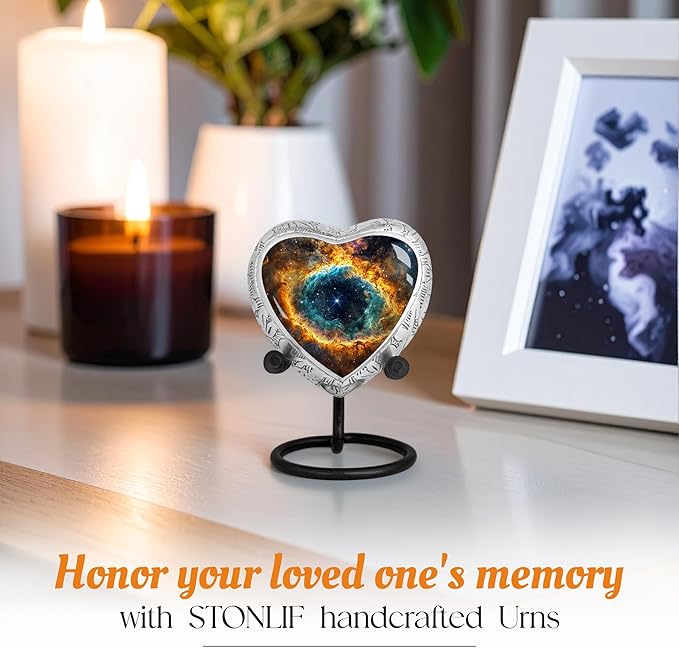 Small Heart Celestial Heart Keepsake Cremation Urn for Human Ashes