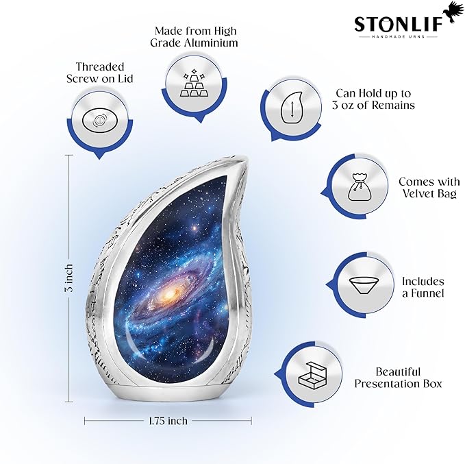 Deep Cosmos Teardrop Keepsake Cremation Urn for Human Ashes