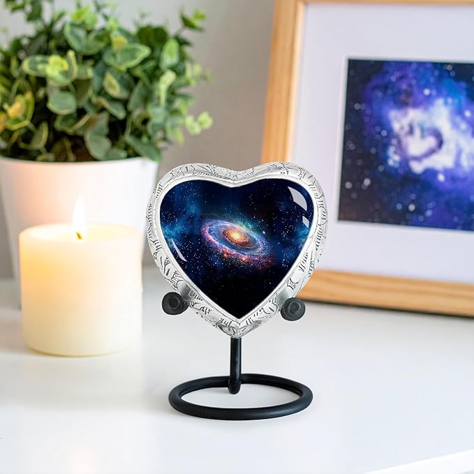 Small Heart Deep Cosmos Heart Keepsake Cremation Urn for Human Ashes
