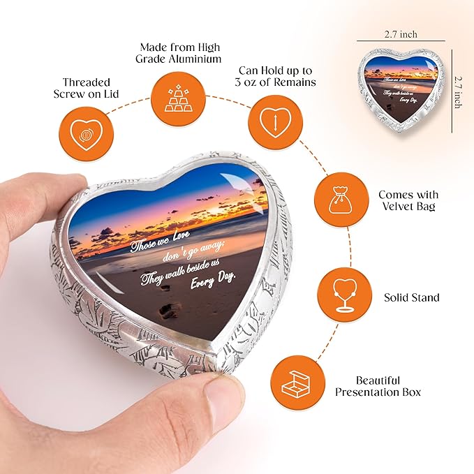 Sunset Heart Keepsake Cremation Urn for Human Ashes