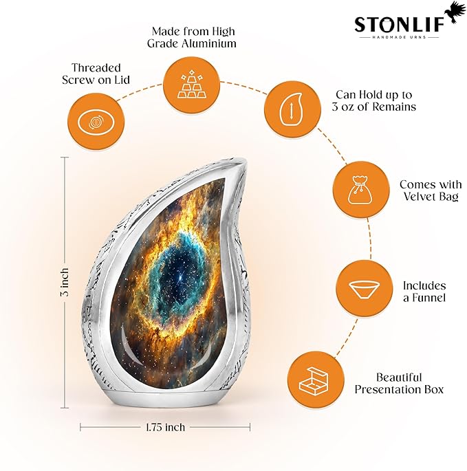 Small Teardrop Celestial Teardrop Keepsake Cremation Urn for Human Ashes