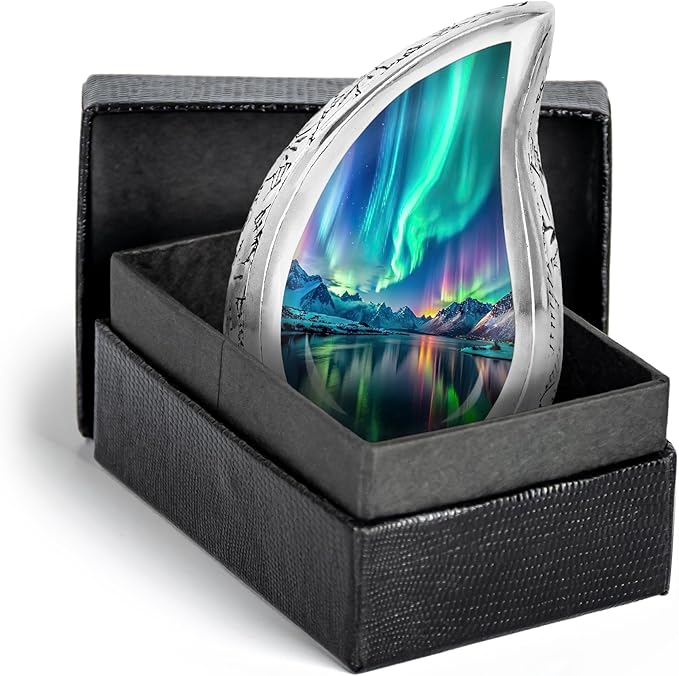 Aurora Borealis Teardrop Keepsake Cremation Urn for Human Ashes