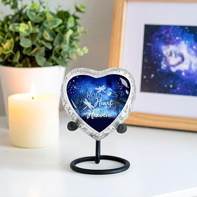 Small Heart Starry Night Heart Keepsake Cremation Urn for Human Ashes