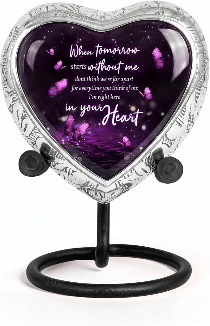 Eternal Memory Butterfly Urn for Female – Small Keepsake Heart Funeral Memorial Urn