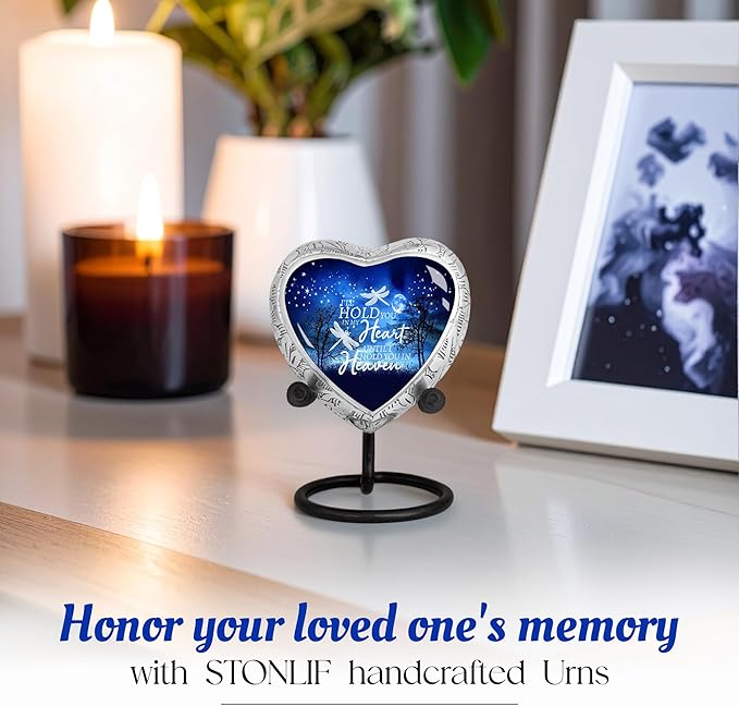 Small Heart Starry Night Heart Keepsake Cremation Urn for Human Ashes