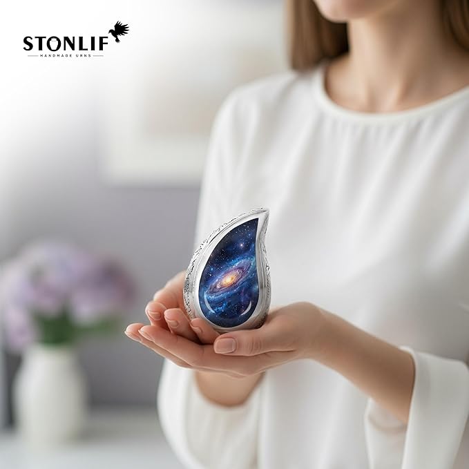 Deep Cosmos Teardrop Keepsake Cremation Urn for Human Ashes