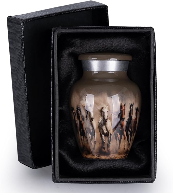 Sand Grey Horse Keepsake Cremation Urn for Human Ashes