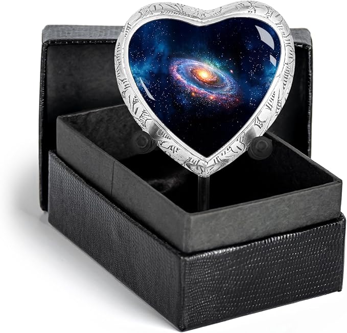 Small Heart Deep Cosmos Heart Keepsake Cremation Urn for Human Ashes