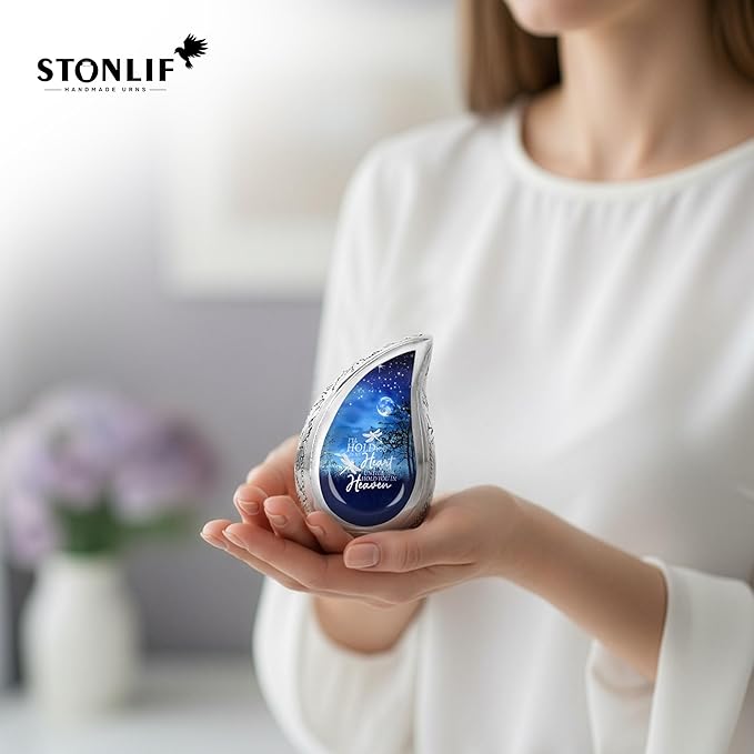 Starry Night Teardrop Keepsake Cremation Urn for Human Ashes
