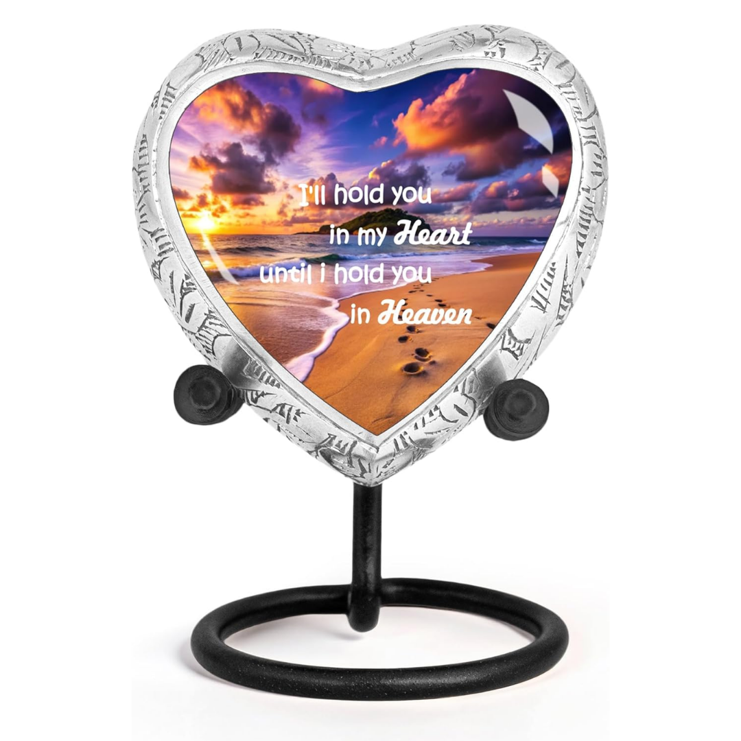 Small heart Footprint Heart Keepsake Cremation Urn for Human Ashes