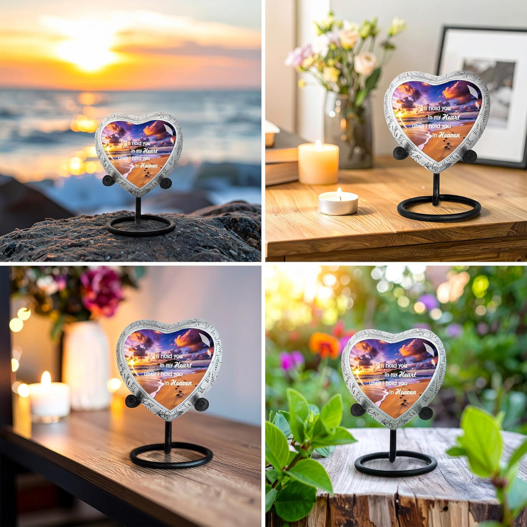 Small heart Footprint Heart Keepsake Cremation Urn for Human Ashes
