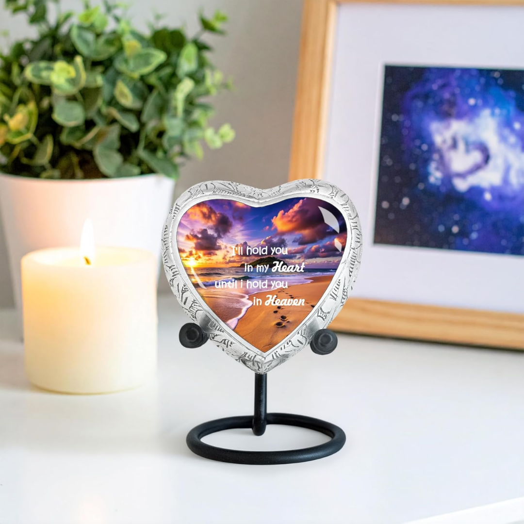 Small heart Footprint Heart Keepsake Cremation Urn for Human Ashes