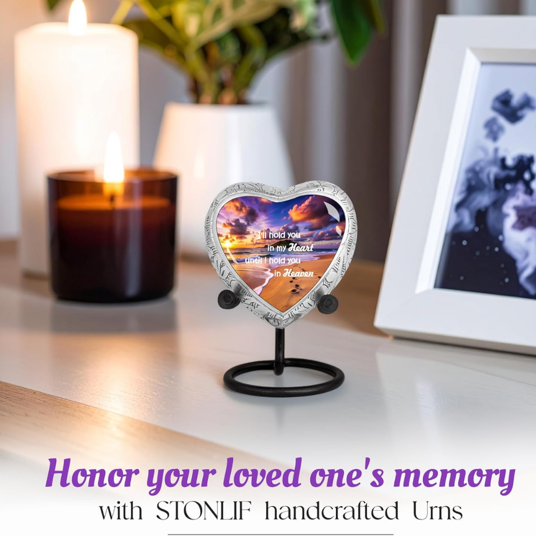 Small heart Footprint Heart Keepsake Cremation Urn for Human Ashes