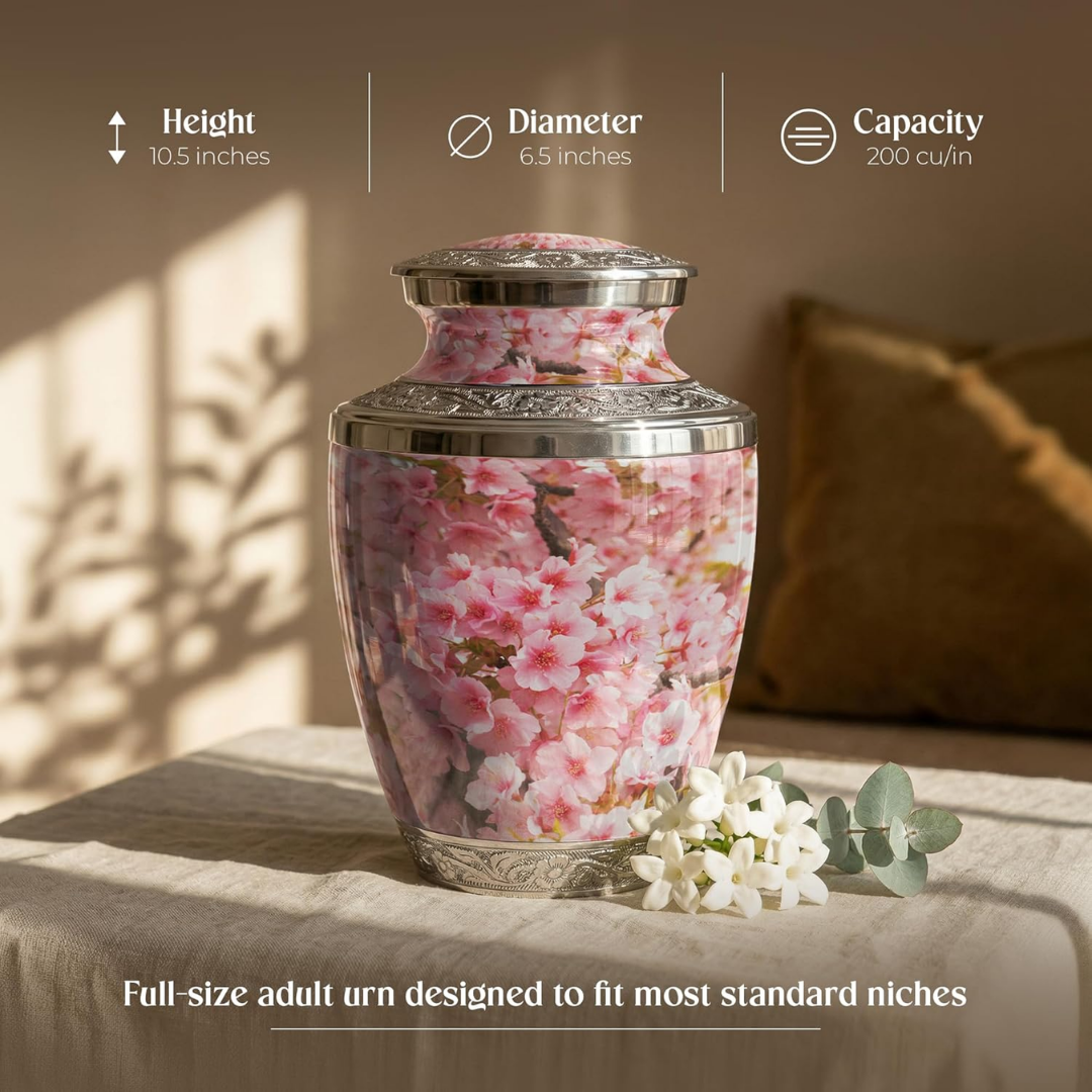 Large Cherry Blossom Cremation Urn for Human Ashes Adult
