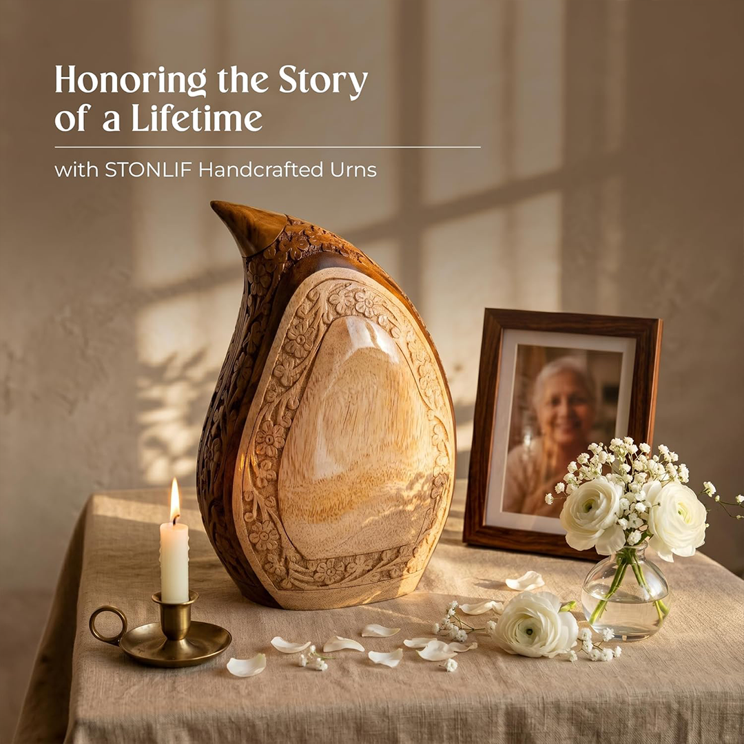 Wooden Teardrop Urns for Human Ashes