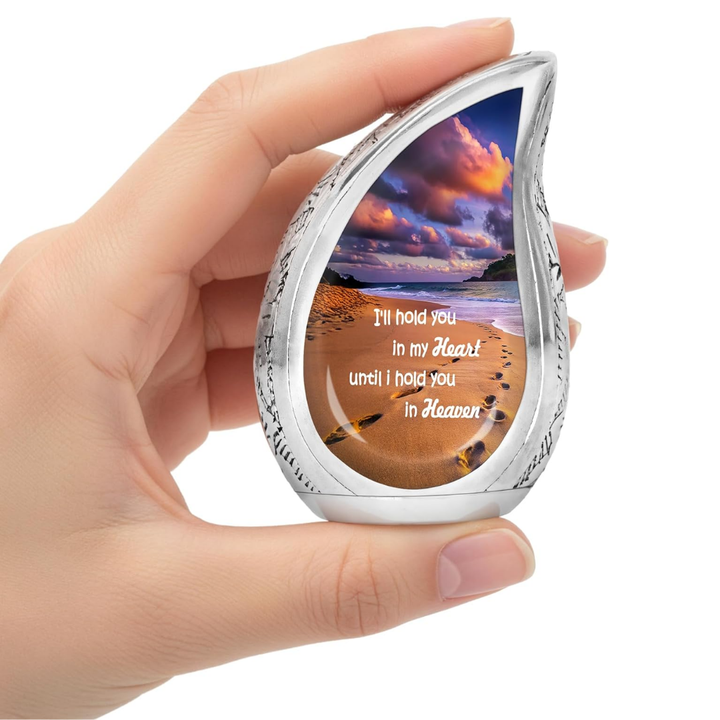 Small TearDrop - Footprint Teardrop Keepsake Cremation Urn for Human Ashes