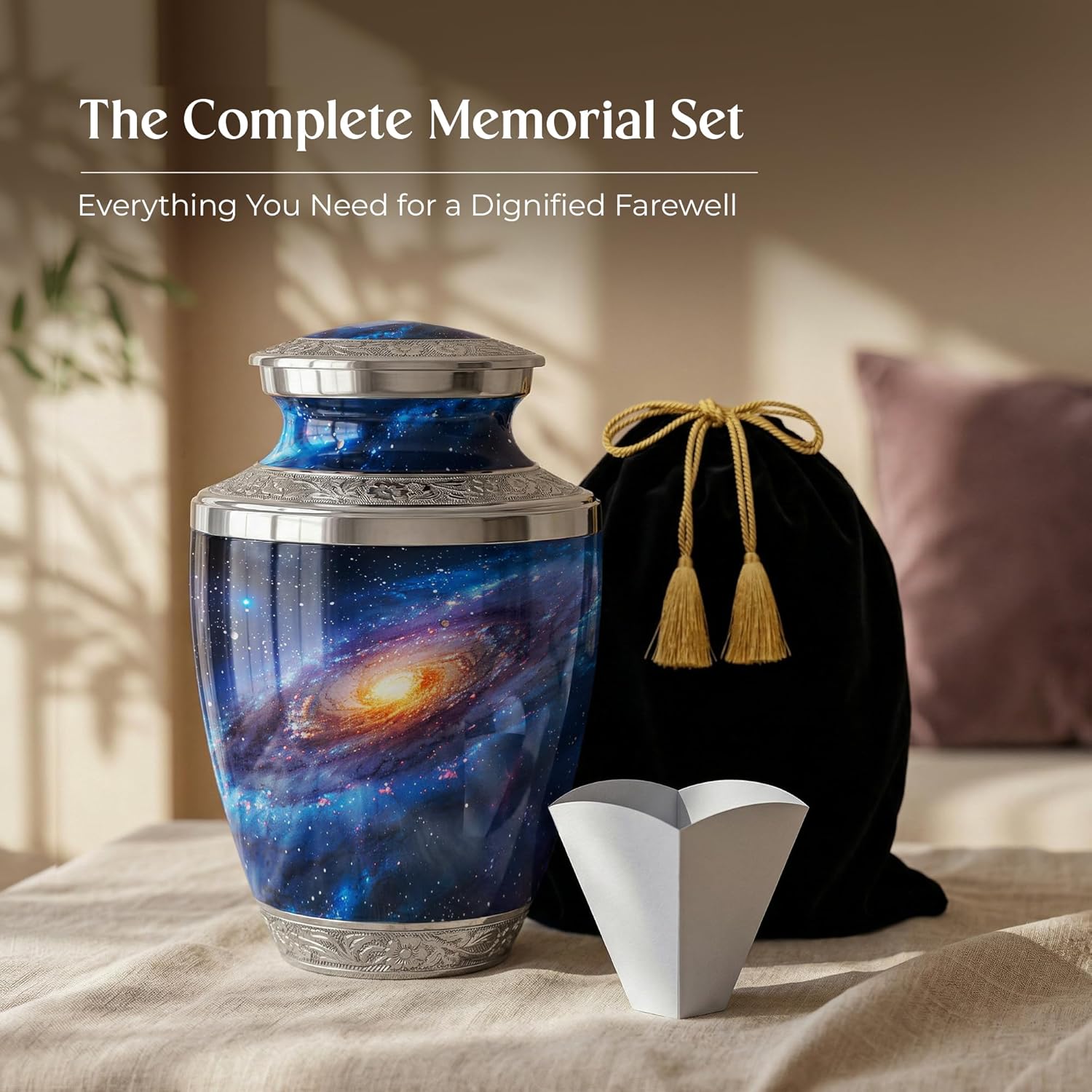 Deep Cosmos Cremation Urn for Human Ashes – Large Adult Aluminum Memorial Funeral
