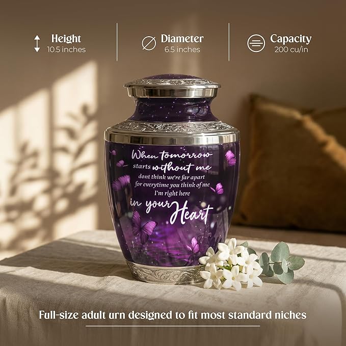 Eternal Memory Butterfly Urn for Female – Large 200 Cubic inches Adult Funeral Memorial Urn