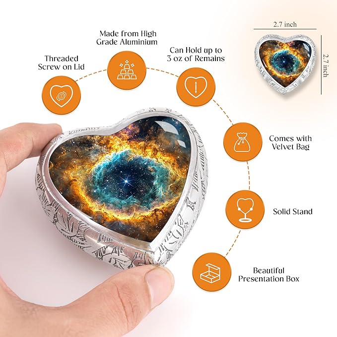 Small Heart Celestial Heart Keepsake Cremation Urn for Human Ashes