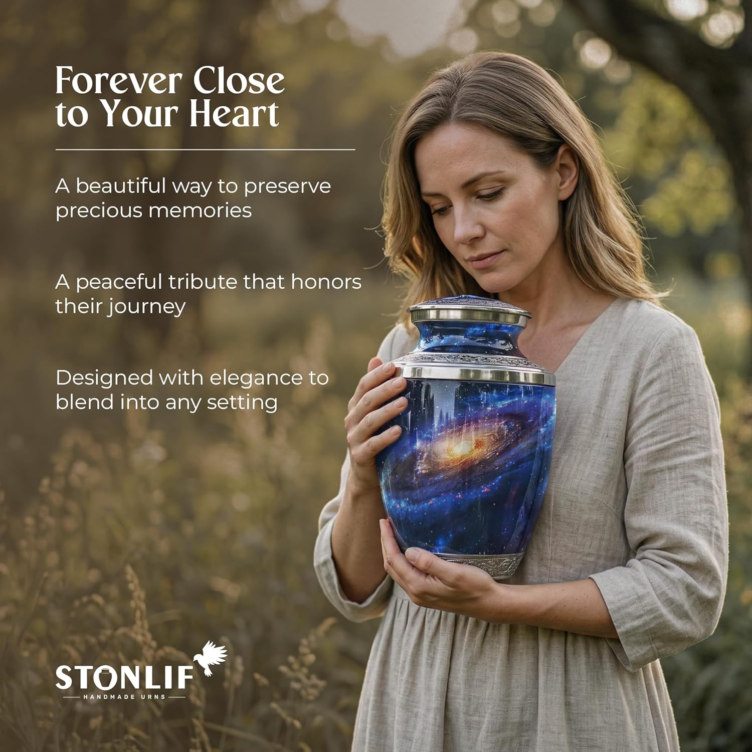 Deep Cosmos Cremation Urn for Human Ashes – Large Adult Aluminum Memorial Funeral
