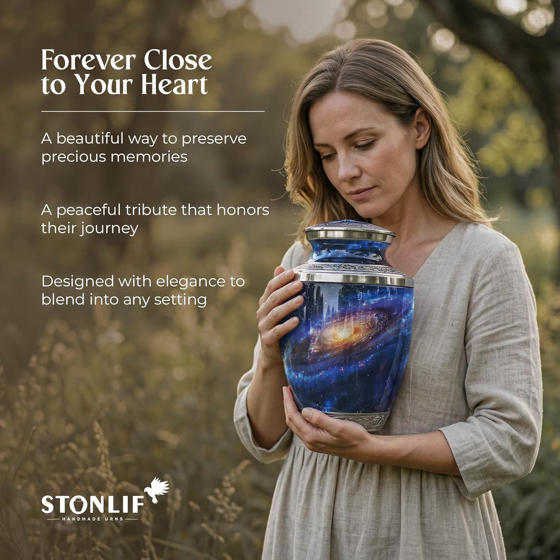 Deep Cosmos Cremation Urn for Human Ashes – Large Adult Aluminum Memorial Funeral