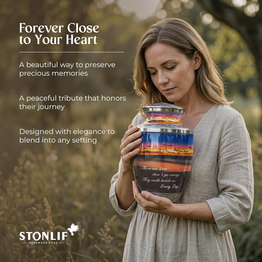Sunset Teardrop Keepsake Cremation Urn for Human Ashes