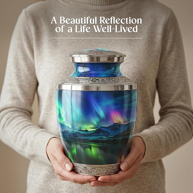 Large Aurora Borealis Cremation Urn for Human Ashes