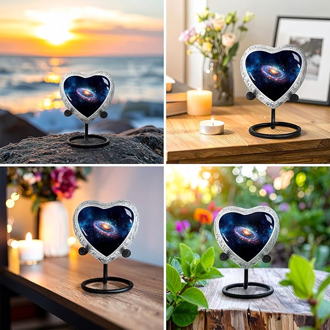 Small Heart Deep Cosmos Heart Keepsake Cremation Urn for Human Ashes