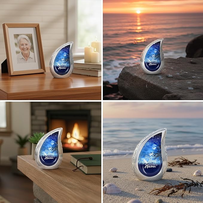 Starry Night Teardrop Keepsake Cremation Urn for Human Ashes