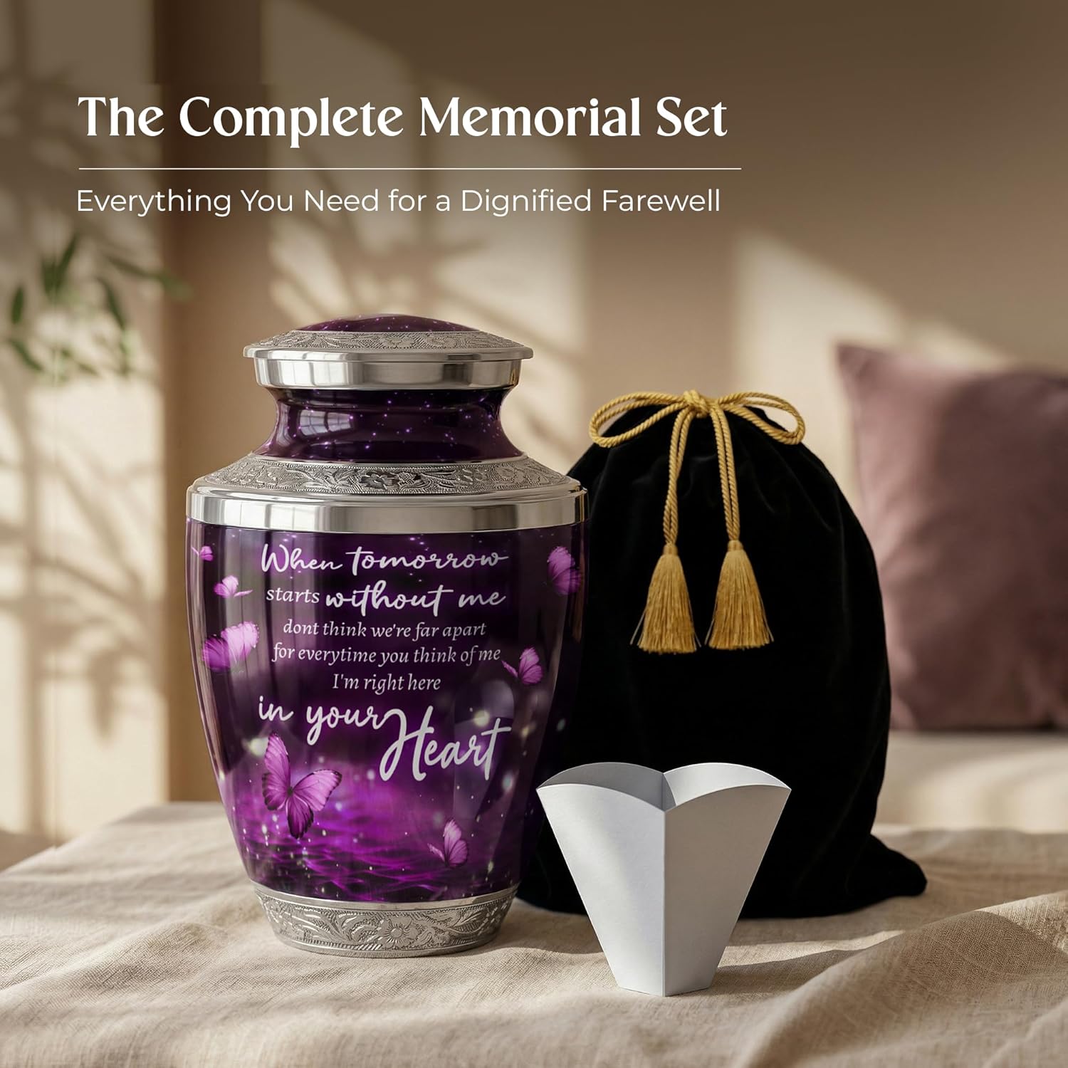 Eternal Memory Butterfly Urn for Female – Large 200 Cubic inches Adult Funeral Memorial Urn