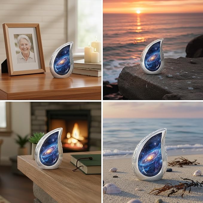 Deep Cosmos Teardrop Keepsake Cremation Urn for Human Ashes