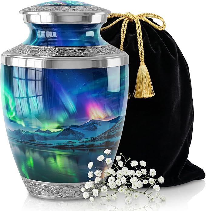Large Aurora Borealis Cremation Urn for Human Ashes