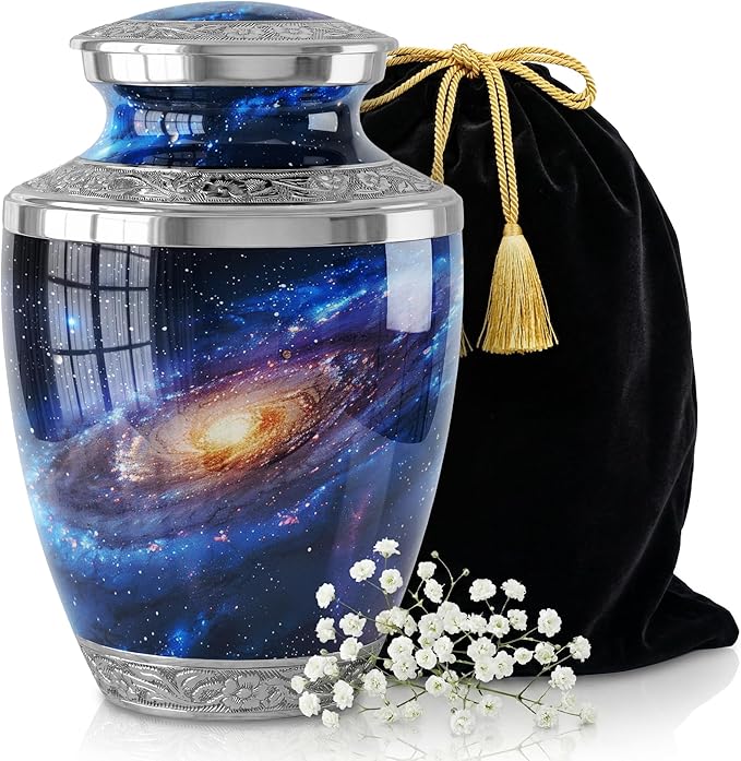 Deep Cosmos Cremation Urn for Human Ashes – Large Adult Aluminum Memorial Funeral