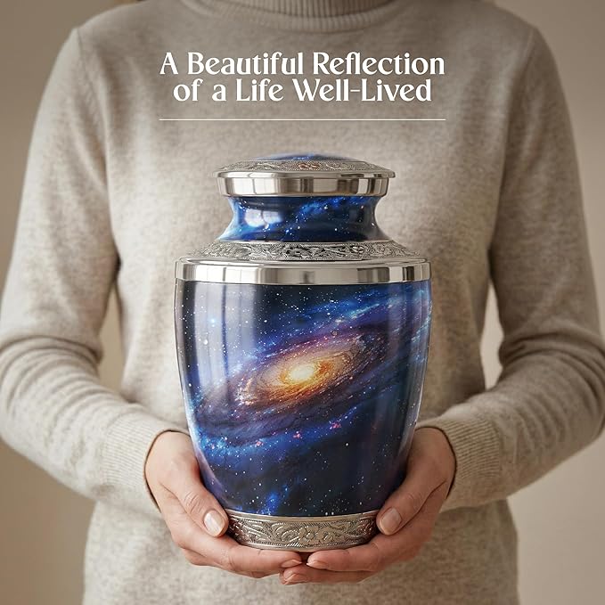 Deep Cosmos Cremation Urn for Human Ashes – Large Adult Aluminum Memorial Funeral
