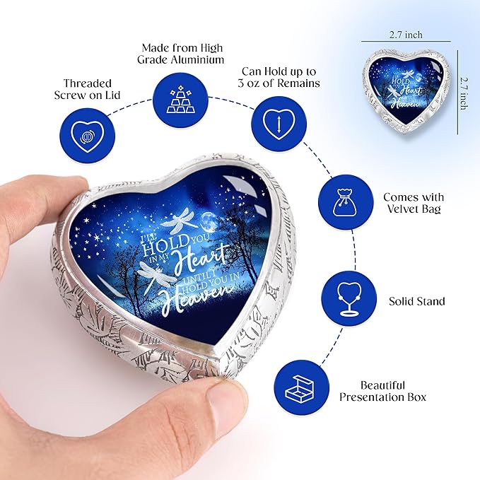Small Heart Starry Night Heart Keepsake Cremation Urn for Human Ashes