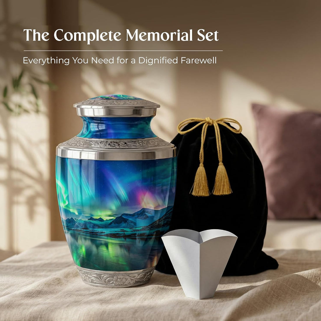 Large Aurora Borealis Cremation Urn for Human Ashes