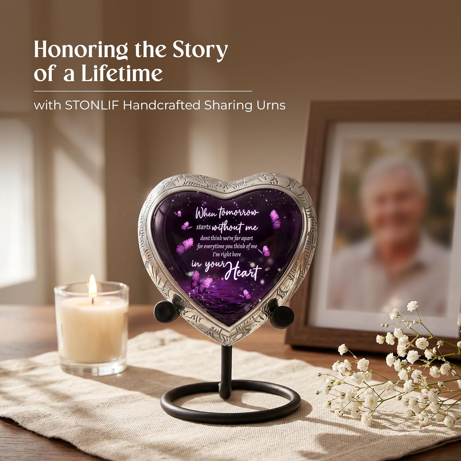 Eternal Memory Butterfly Urn for Female – Small Keepsake Heart Funeral Memorial Urn
