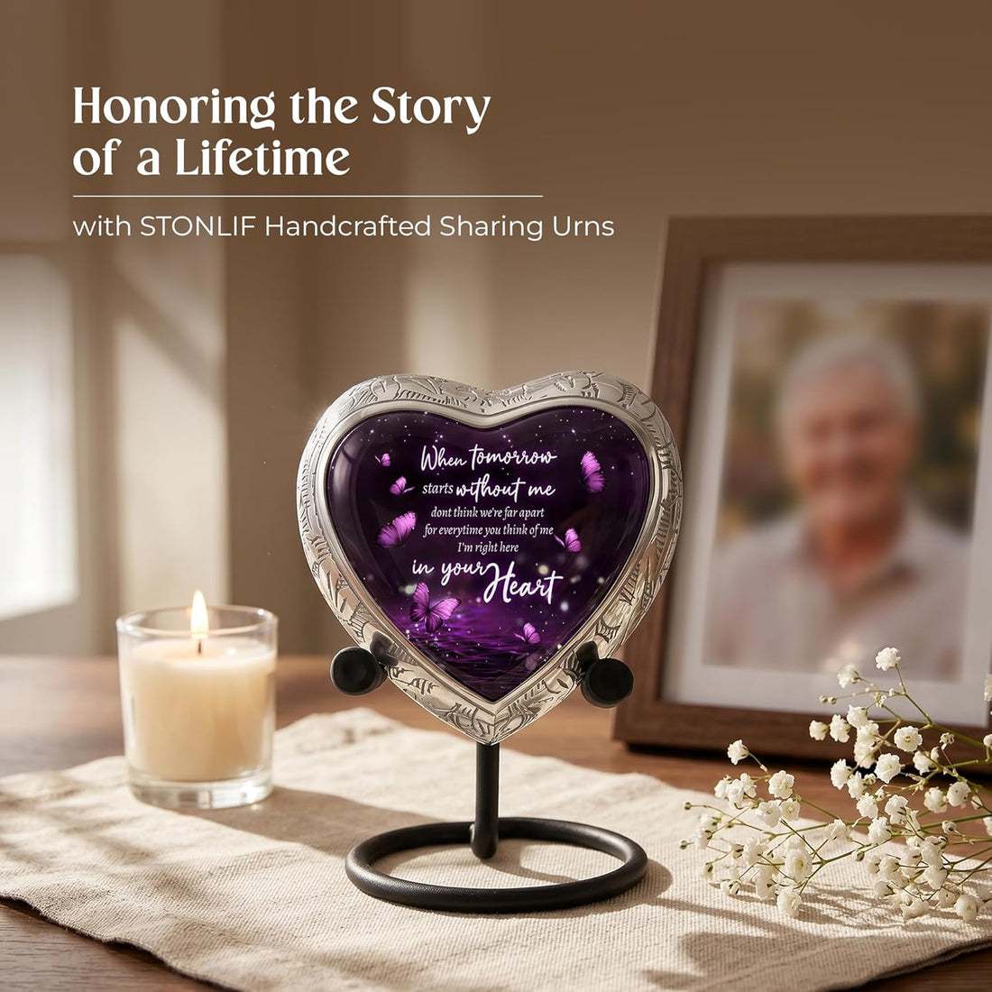 Eternal Memory Butterfly Urn for Female – Small Keepsake Heart Funeral Memorial Urn