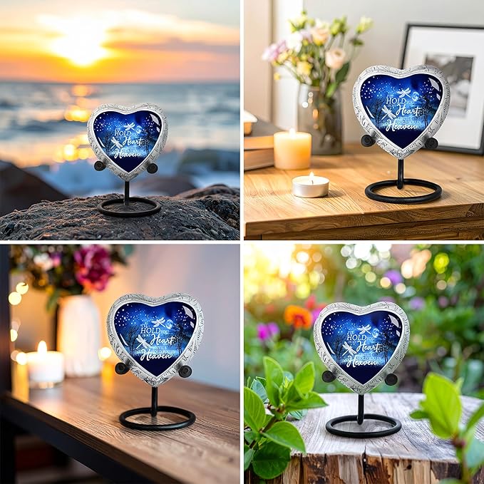 Small Heart Starry Night Heart Keepsake Cremation Urn for Human Ashes