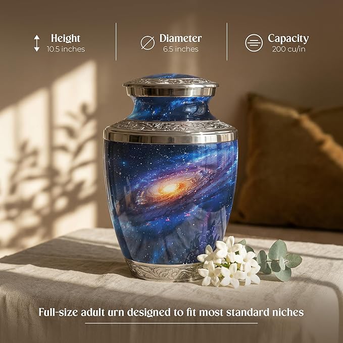 Deep Cosmos Cremation Urn for Human Ashes – Large Adult Aluminum Memorial Funeral
