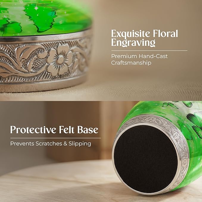 Green Butterfly Urn for Female – Large 200 Cubic inches Adult Funeral Memorial Urn