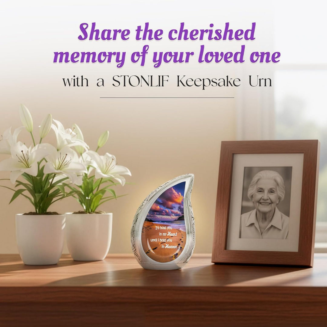 Small TearDrop - Footprint Teardrop Keepsake Cremation Urn for Human Ashes